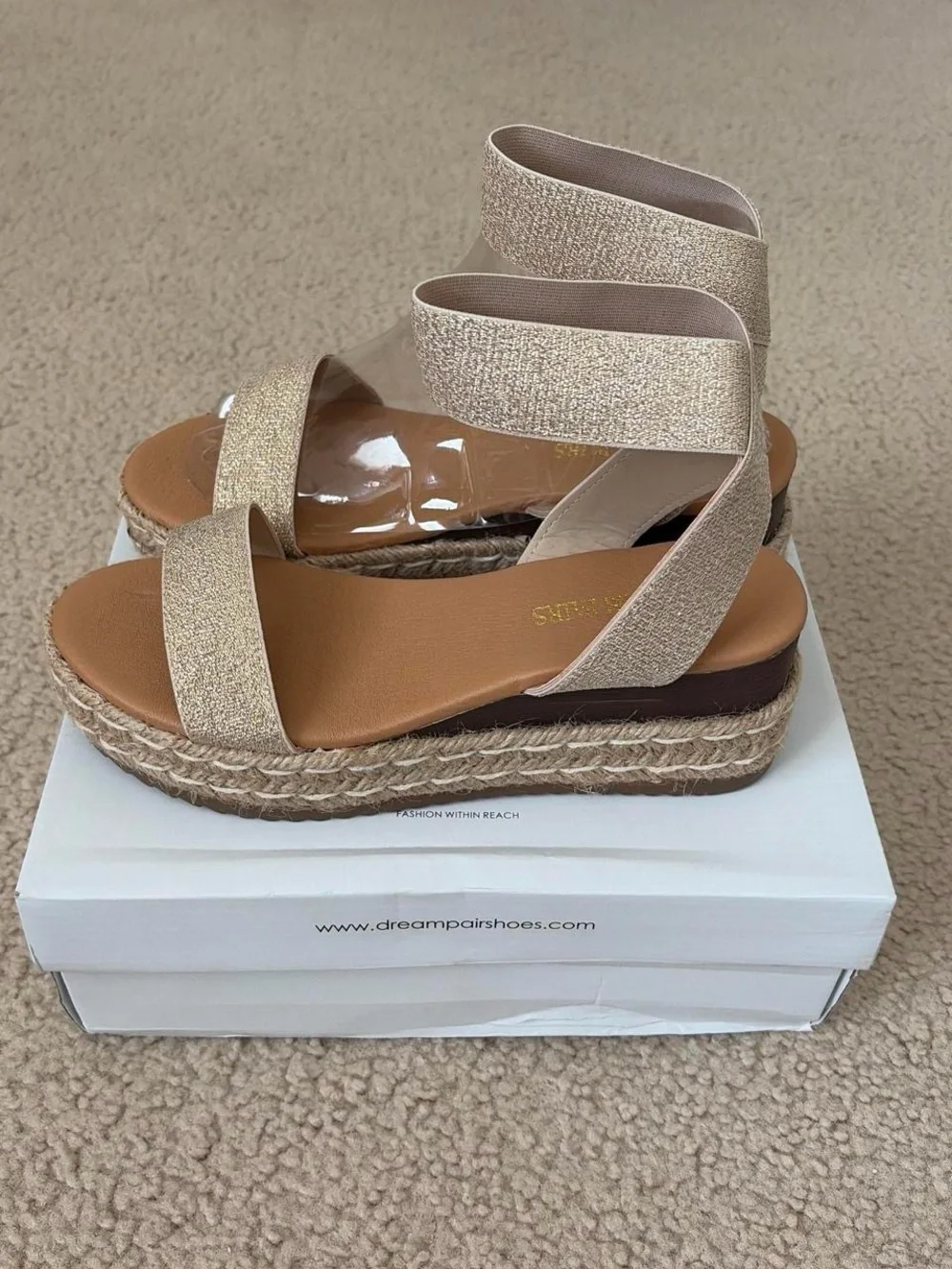Dream Pairs Metallic Gold Espadrille Ankle-Strap Sandals